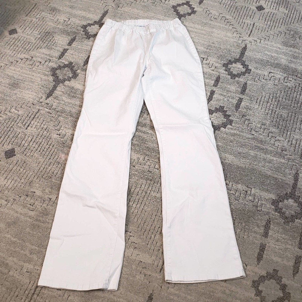 White Elastic Flare Leg Elastic Waist Jeans